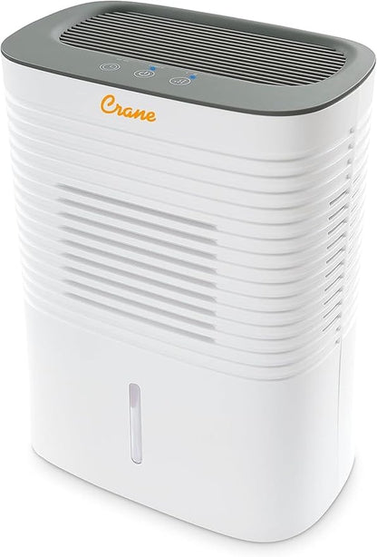 Crane Compact Dehumidifier for 300 Sq Ft Rooms, 0.5 Gallon Tank, For Basements by Crane