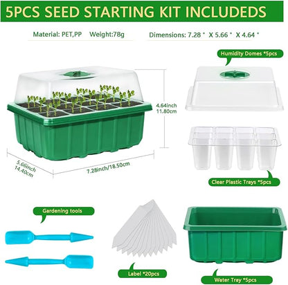 60-Cell Seed Starter Tray, 5 Pack – Cells Plant Grow Kit - Image 2