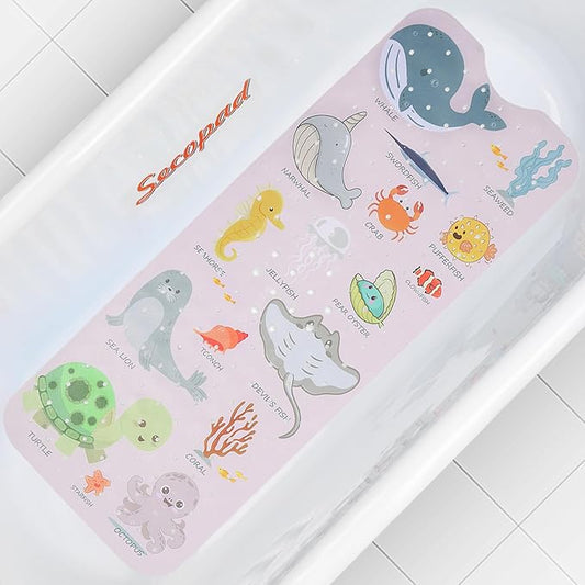 Bath Mat for Tub Non Slip, Machine Washable Anti-Slip Cartoon Baby Bathtub by Secopad