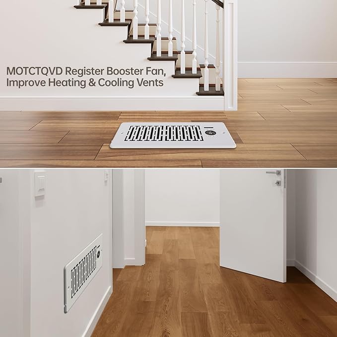 Register Booster Fan Fits 4” x 10” Register Holes, Quiet 10-Speeds, Improves - Image 2