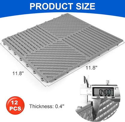 MYFAMIREA Modular Interlocking Cushion 12 Pack 11.8" x 11.8" Rubber Floor Tiles - Image 2