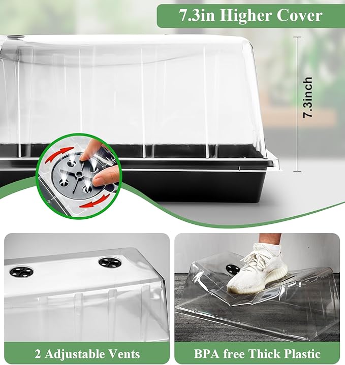 2-pack 1020 Trays with 7.3'' Domes & Heat Mats & Grow Lights – Heavy-Duty 1020 - Image 5
