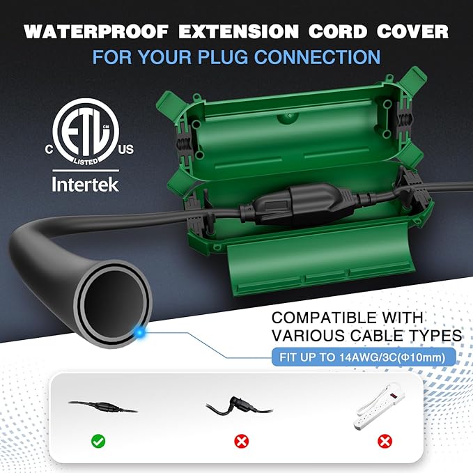 Flemoon Outdoor Extension Cord Safety Cover, IPX4 Weatherproof Electrical Box - Image 2