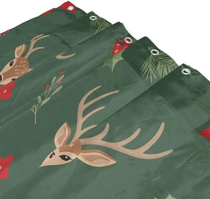 Christmas Deer Green Shower Curtain Liner 72×72 inch - Image 3