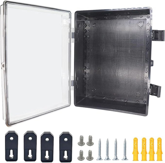 Junction Box, Hinged Black Clear Cover IP67 Waterproof ABS Project Box by Otdorpatio