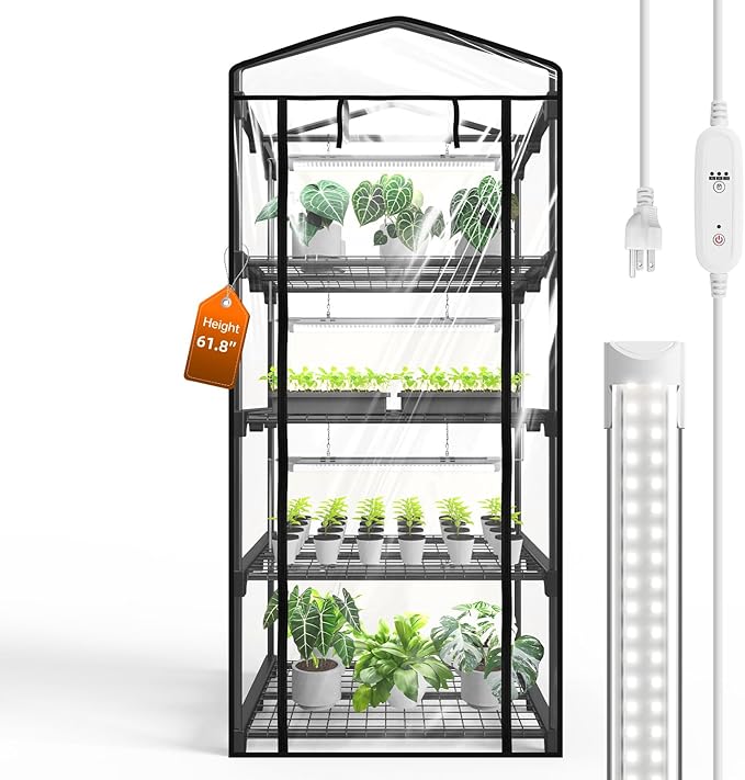 Bstrip Indoor Greenhouse with Grow Light, Mini Green House with 4 Pack 20W Full by Bstrip
