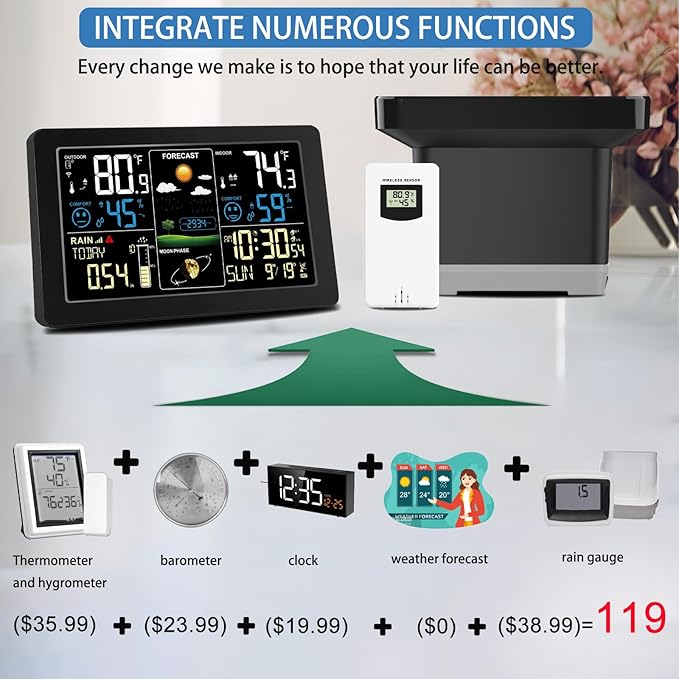Weather Station with Rain Gauge Outdoor, Home Weather Stations Wireless Indoor - Image 9