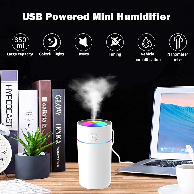 Portable Mini Humidifier with 7-color Lights, Cool Mist Small Desk Humidifiers - Image 3