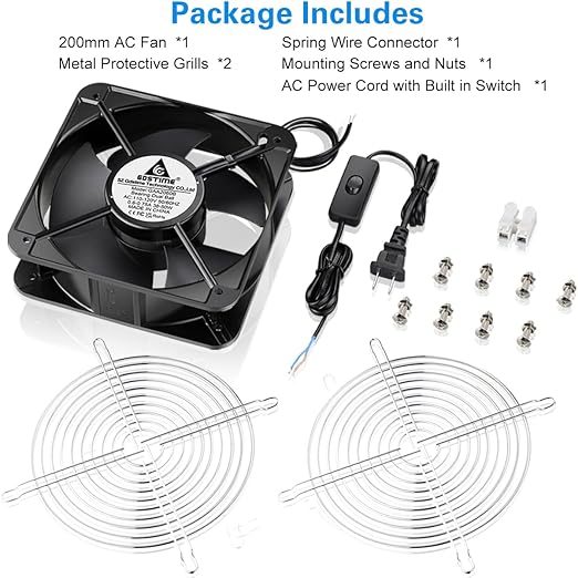 GDSTIME AXIAL Fan 20060, 110V 120V AC 200mm x 200mm x 60mm Heavy Duty - Image 8