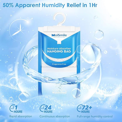 Moisture Absorbers 20 Pack Fragrance Free, Hanging Closet Dehumidifier Bags - Image 3