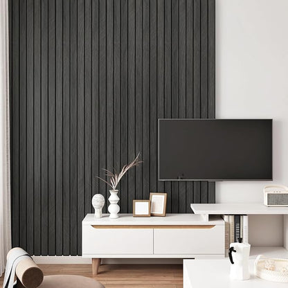 Grey/Black 3D Wood Panels for Wall Decor 200"x12" Peel and Stick Faux Wood Wall - Image 8
