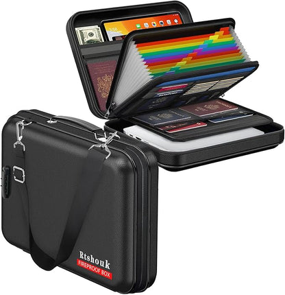 Fireproof Document Box with Lock & Shoulder Strap by Rtshuok