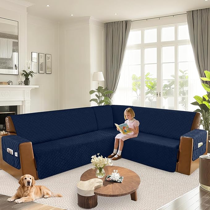 Arfntevss Waterproof Sectional Couch Covers L Shape Washable Velvet Sofa Cover - Image 6