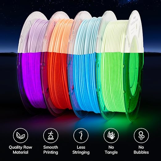AMOLEN Silk Glow in The Dark Filament Multicolor, Glow Filament Silk Green - Image 2