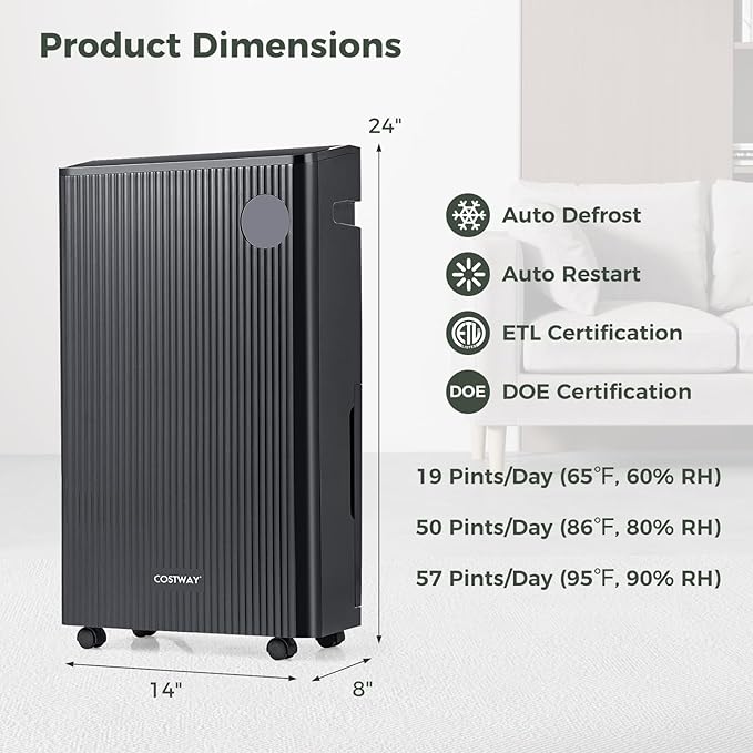 COSTWAY 4, 500 Sq. Ft Dehumidifier - Image 4