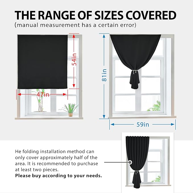 Autohesion Curtains for Windows, Bedroom Blackout Curtains for - Image 3