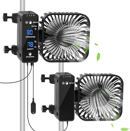 2-Pack 4” Grow Tent Fan With Temperature And Humidity Meter, Automatic Humidity by DAOTAILI