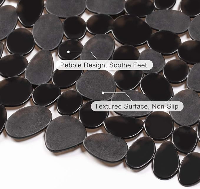 WELTRXE Non Slip Bathtub Mat 35 x 16 Inches Pebbles Shower Mats - Image 2