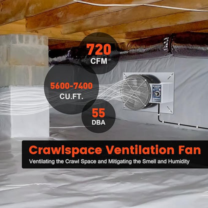 Abestorm 720CFM Crawlspace Ventilation Fans IP-55 Grade Basements Stainless - Image 6