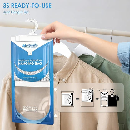 Moisture Absorbers 30 Pack Fragrance Free, Hanging Closet Dehumidifier Bags - Image 7