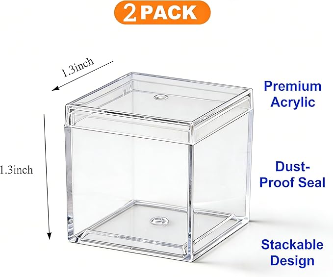 KissYou Small Acrylic Box with Lid Clear Candy Boxes Acrylic Square Cube 4 - Image 2