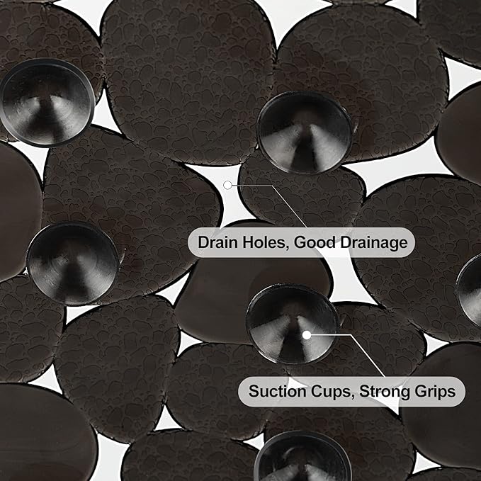 WELTRXE Pebbles Bath Mat for Tub Black Non-Slip Bathtub Mat - Image 4