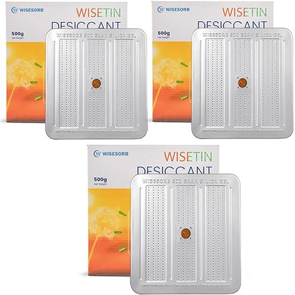 3 Packs 500 Gram Desiccant Canisters, Indicating & Rechargeable Gun Safe by Wisesorb