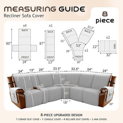 Arfntevss Waterproof Recliner Sectional Couch Covers - Image 5