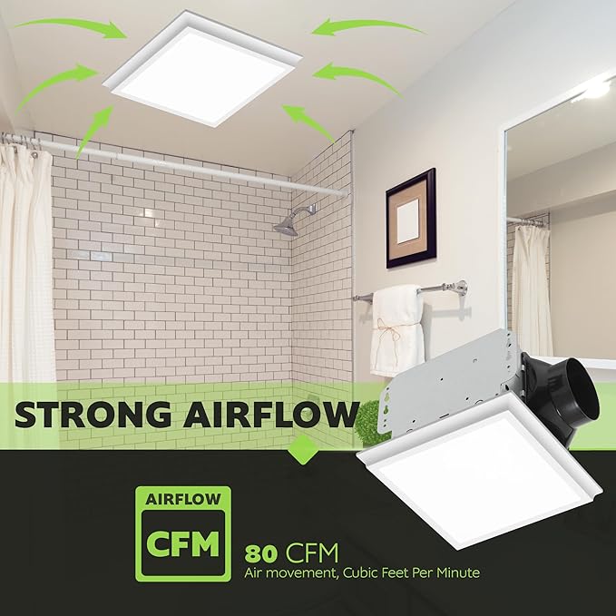 Homewerks 7141-80-G4 Bathroom Fan Integrated LED Light Ceiling Mount Exhaust - Image 6