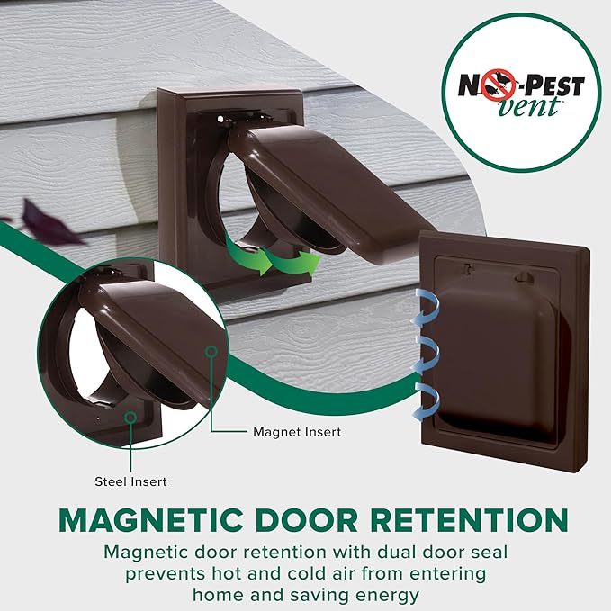 NO-PEST VENT, Exclusive Dual Door Dryer Vent Cover Outdoor 4 inch or Bathroom - Image 4