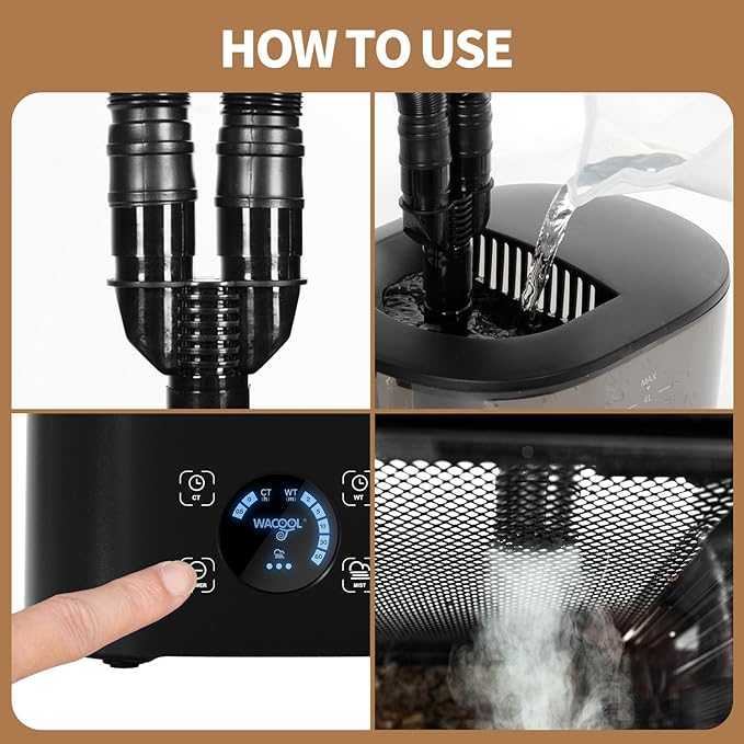 WACOOL Upgraded Digital Timing Reptile Fogger, 4L No Leak Reptile Humidifier - Image 7