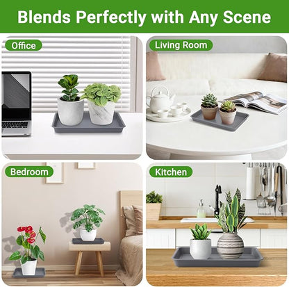 GREANER Grey Plastic Trays 11 Inch, UV Resistant Plant Pot Saucers - Image 6