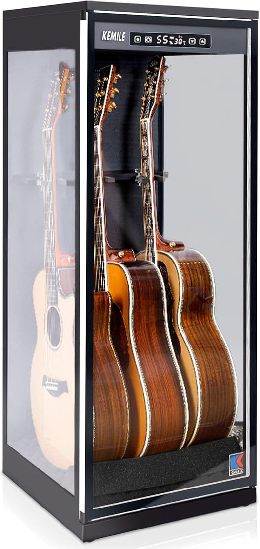 Guitar Display Case with Humidity Control, 270° Tempered Glass by CheheryMusicalInstrument