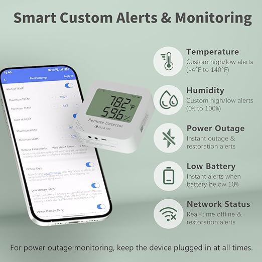WiFi Temperature & Humidity Monitor, No Subscription 24/7 Remote Temp Sensor - Image 2