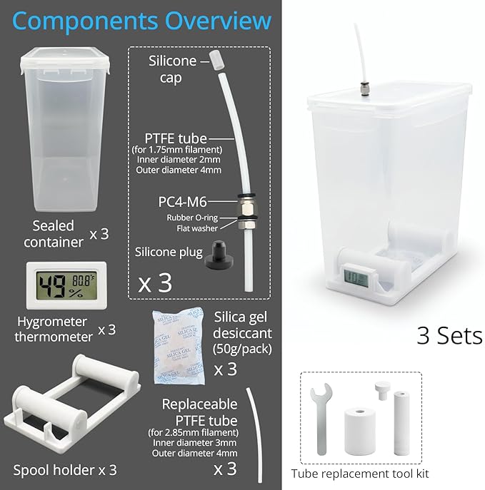 3 Sets 3D Printing Filament Storage Box, 5.8L Dryer Box Continuous Filament - Image 6