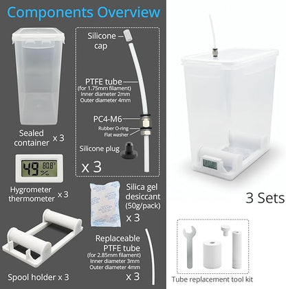 3 Sets 3D Printing Filament Storage Box, 5.8L Dryer Box Continuous Filament - Image 6