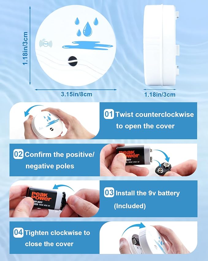 12 Pack Water Leak Detectors for Home, 100dB Waterproof Water Sensor Alarm Leak - Image 5