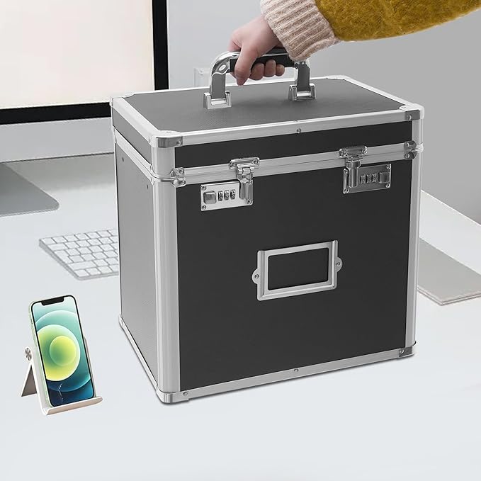 Aluminum Alloy File Organizer Box, 13.8x10x13.4in Portable File Box - Image 9