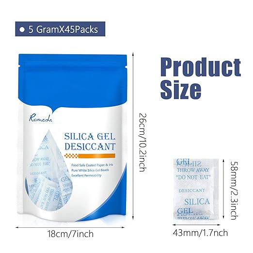 55 Pcs 5 Gram Silica Gel Packs, Transparent Desiccant, Desiccant Packets - Image 2
