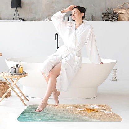 Starfish Summer Beach Bath Mat Non Slip, Sea Shell Ocean Fish 40 X 16 Inch - Image 7