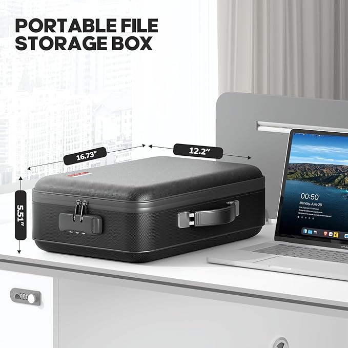 Fireproof Document Box, Hard Case Highly Flame-Resistant Fire Proof Waterproof - Image 6