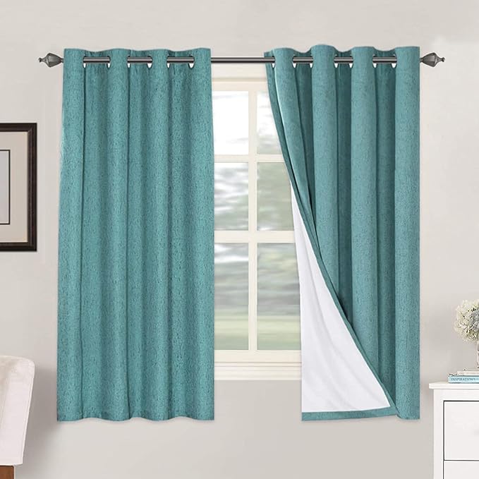 H.VERSAILTEX Linen Blackout Curtains 63 Inches Long 100% Absolutely Blackout by HVERSAILTEX