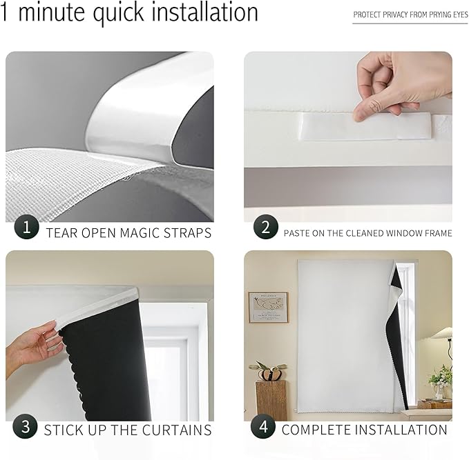 Adhesive Curtain 100% Blackout No-Drill Easy Install - Image 2