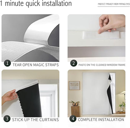 Adhesive Curtain 100% Blackout No-Drill Easy Install - Image 2