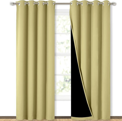 NICETOWN Paler Yellow Full Shade Curtain Panels, Pair of Energy Smart & Noise by NICETOWN