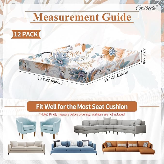 12Pcs High Elastic Digitally Printed Sofa Seat Cushion Cover - Image 2