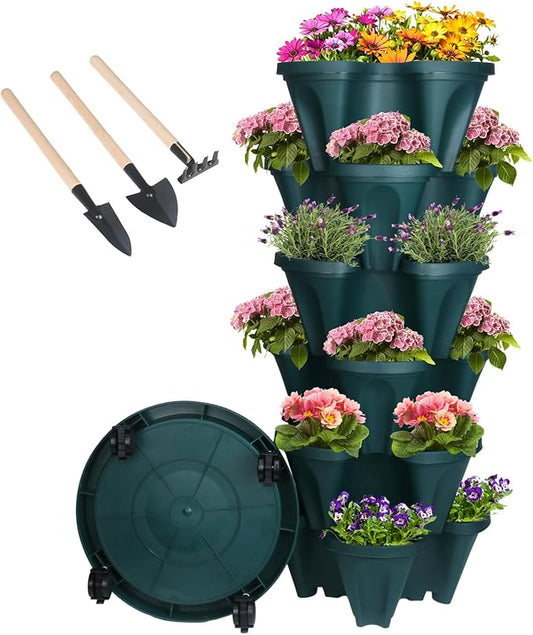GameXcel Vertical Planter 6 Tier Stackable Planters Garden Planters Strawberry by GameXcel