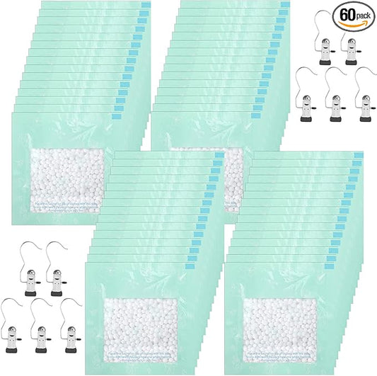 60 Pack Moisture Absorbers Dehumidifier Bags by Threlaco