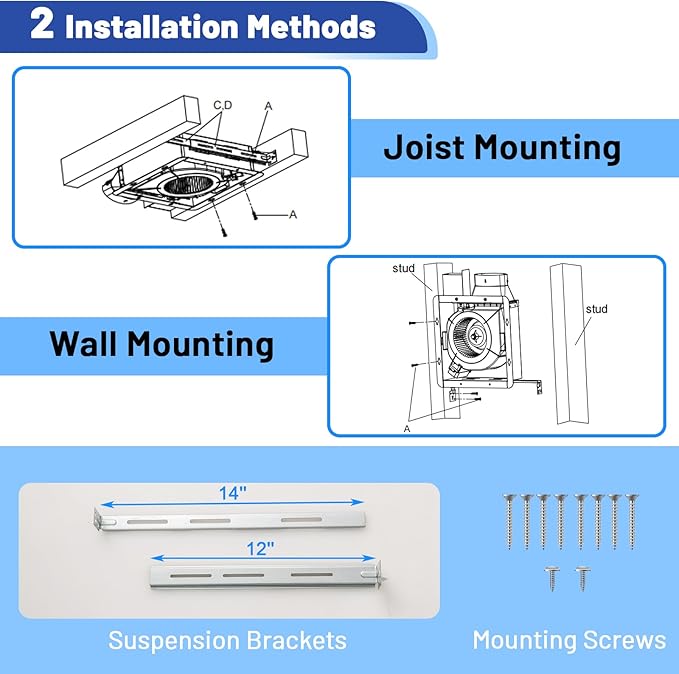COSTWAY Bathroom Exhaust Fan, 50/80/110 CFM Ceiling Mount Exhaust Ventilation - Image 6