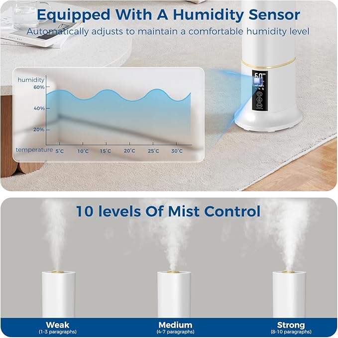 Humidifier Large Room, 2.4Gal Cool Mist Humidifiers - Image 6